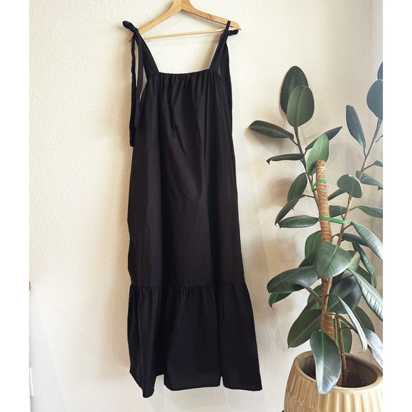 Frnch Paris Cylia Maxi Dress Medium? Minimalist Tiered Poplin Oversized Pockets - Picture 2 of 12